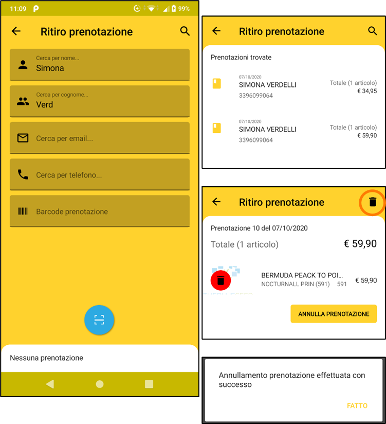 Annulla prenotazione